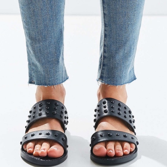 Urban Outfitters Shoes - URBAN OUTFITTERS Black Studded Slide Flat Sandals